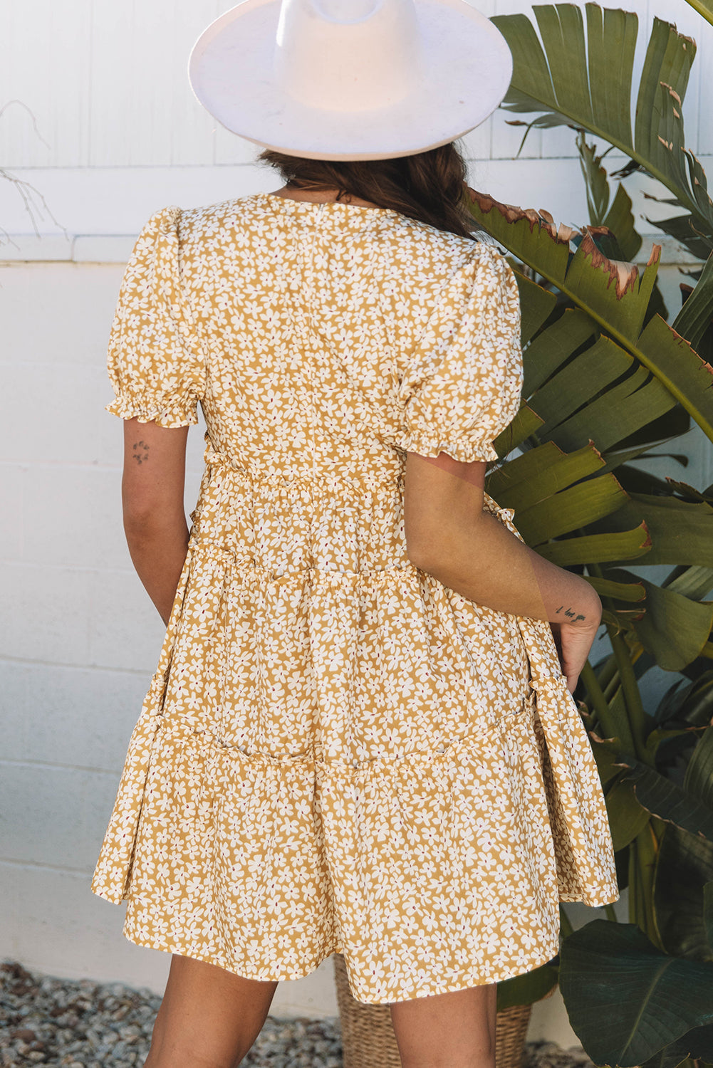 Floral Short Sleeve Mini Dress