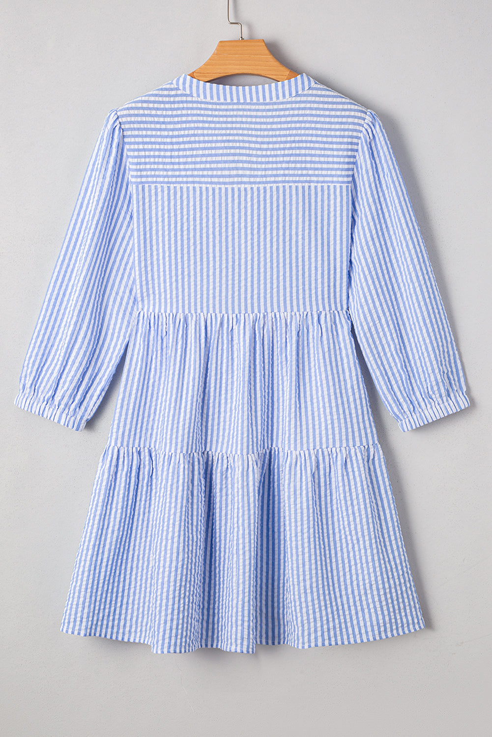 Stripe Bracelet Sleeve Tiered Dress with Pockets