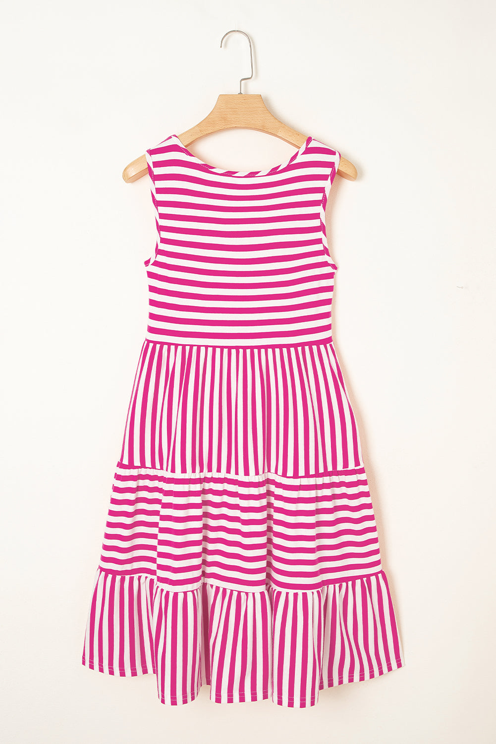 Stripe U Neck Sleeveless Loose Fit Mini Dress