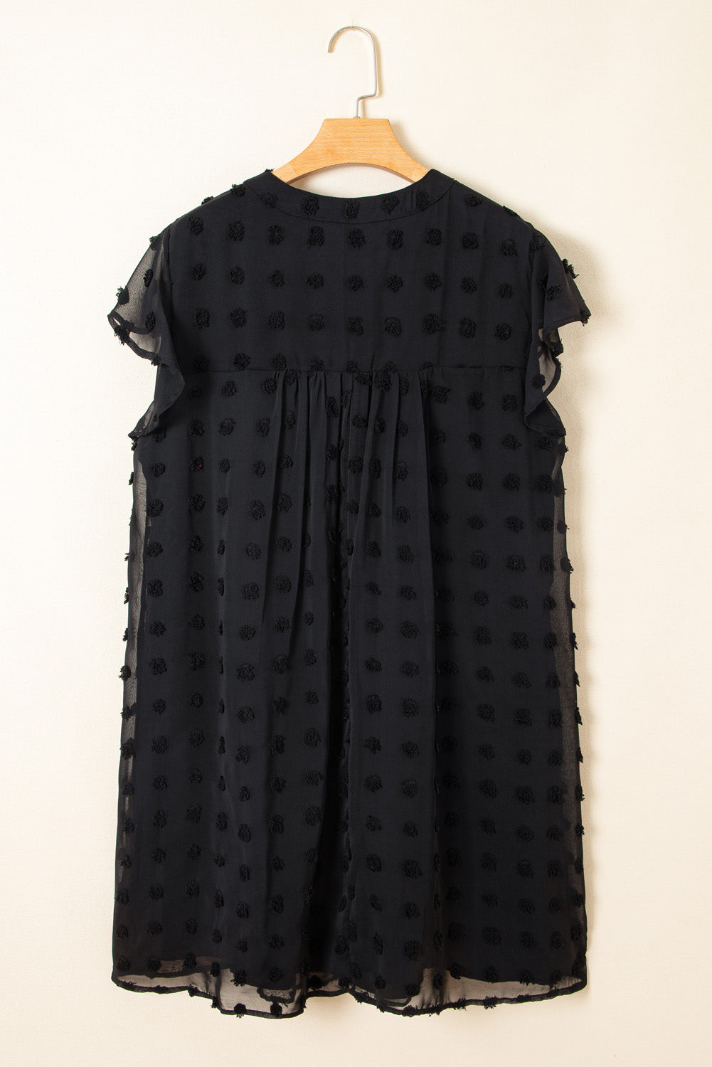 Plus Size Dotty Textured Ruffled Dress