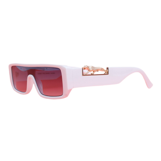 Sunglasses White Gold Panther Rectangle Eyewear