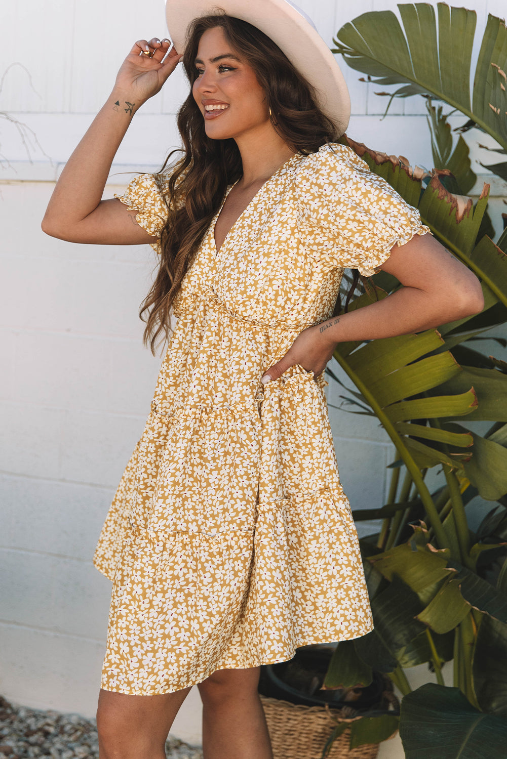 Floral Short Sleeve Mini Dress