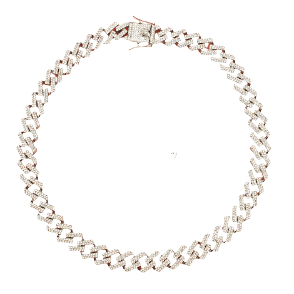 Iced Silver Square Cuban Chain Necklace