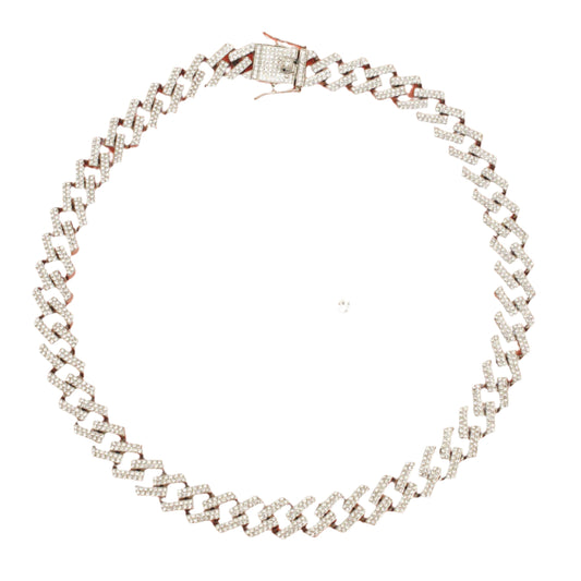 Iced Silver Square Cuban Chain Necklace