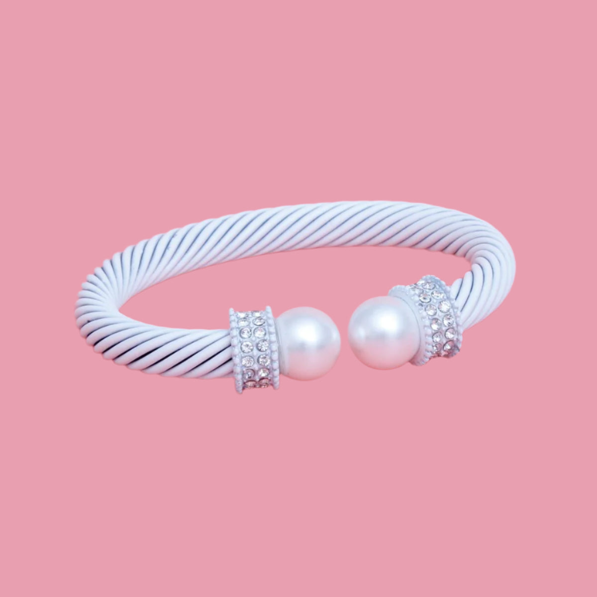 Sorority White Thick Cable Classic Bangle