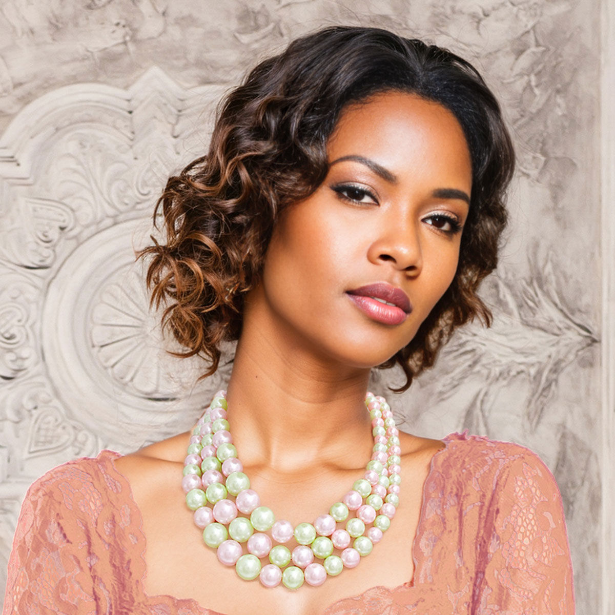 AKA Pink Green 3 Layered Pearl Sorority