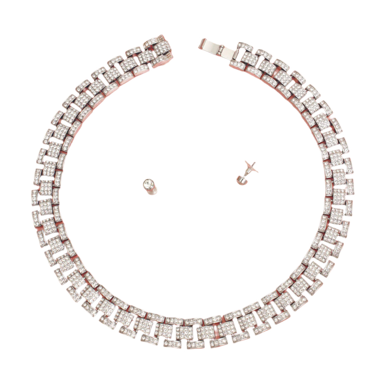 Iced Silver Watch Band Chain Necklace