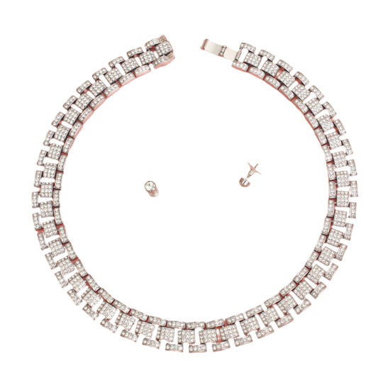 Iced Silver Watch Band Chain Necklace