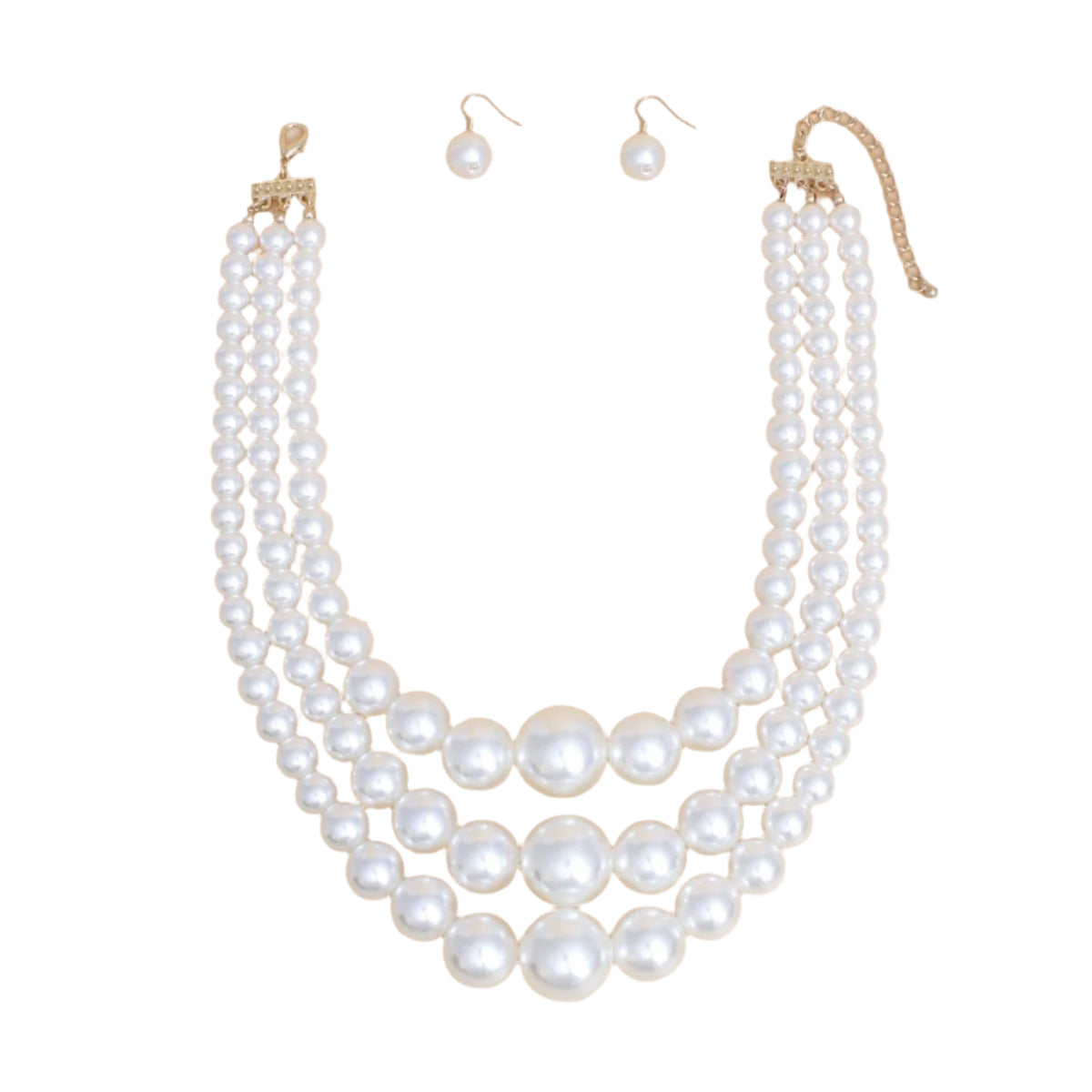 Pearl Necklace Cream Bubble Gum 3 Layer for Women