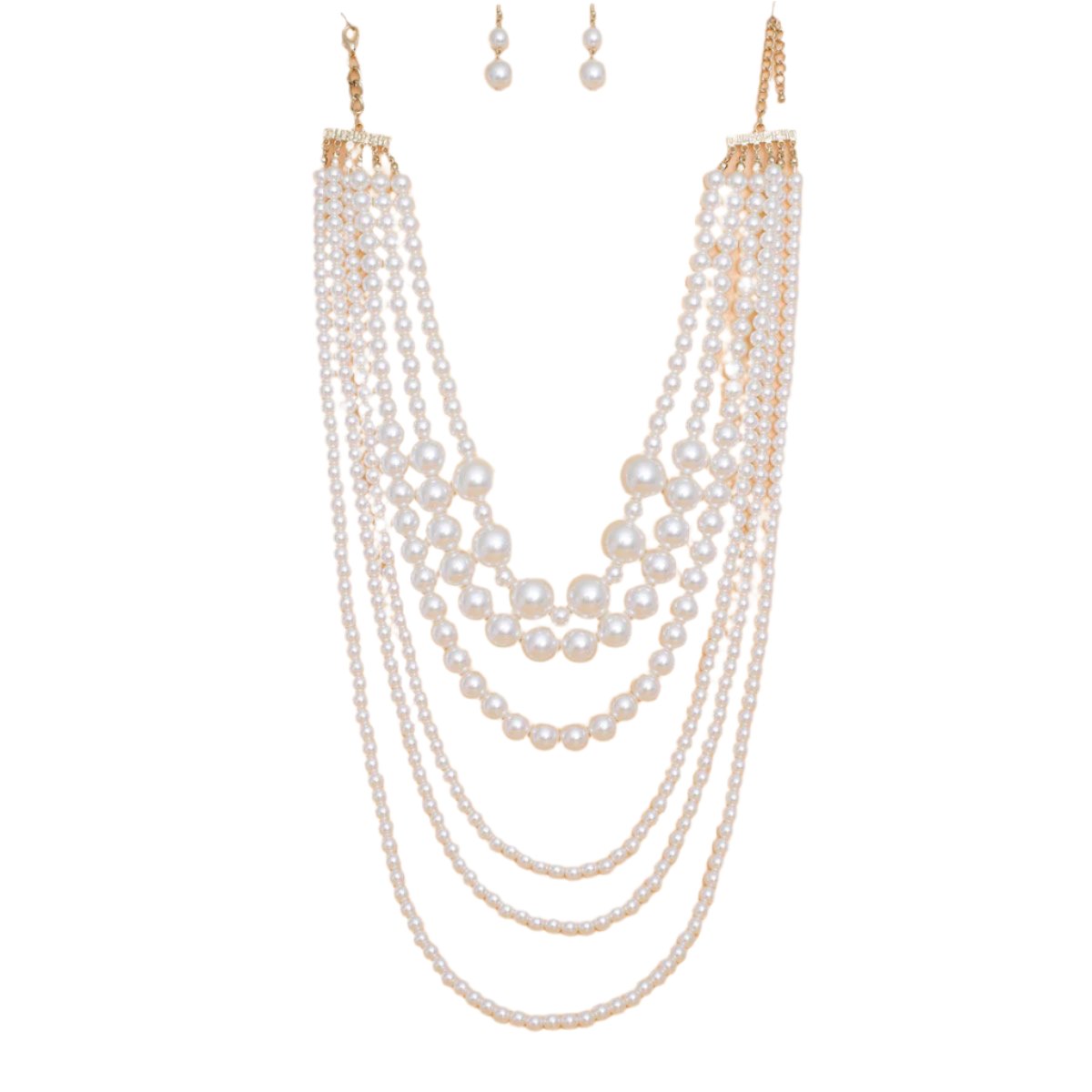 Pearl Necklace Cream 6 Strand Layer Set for Women
