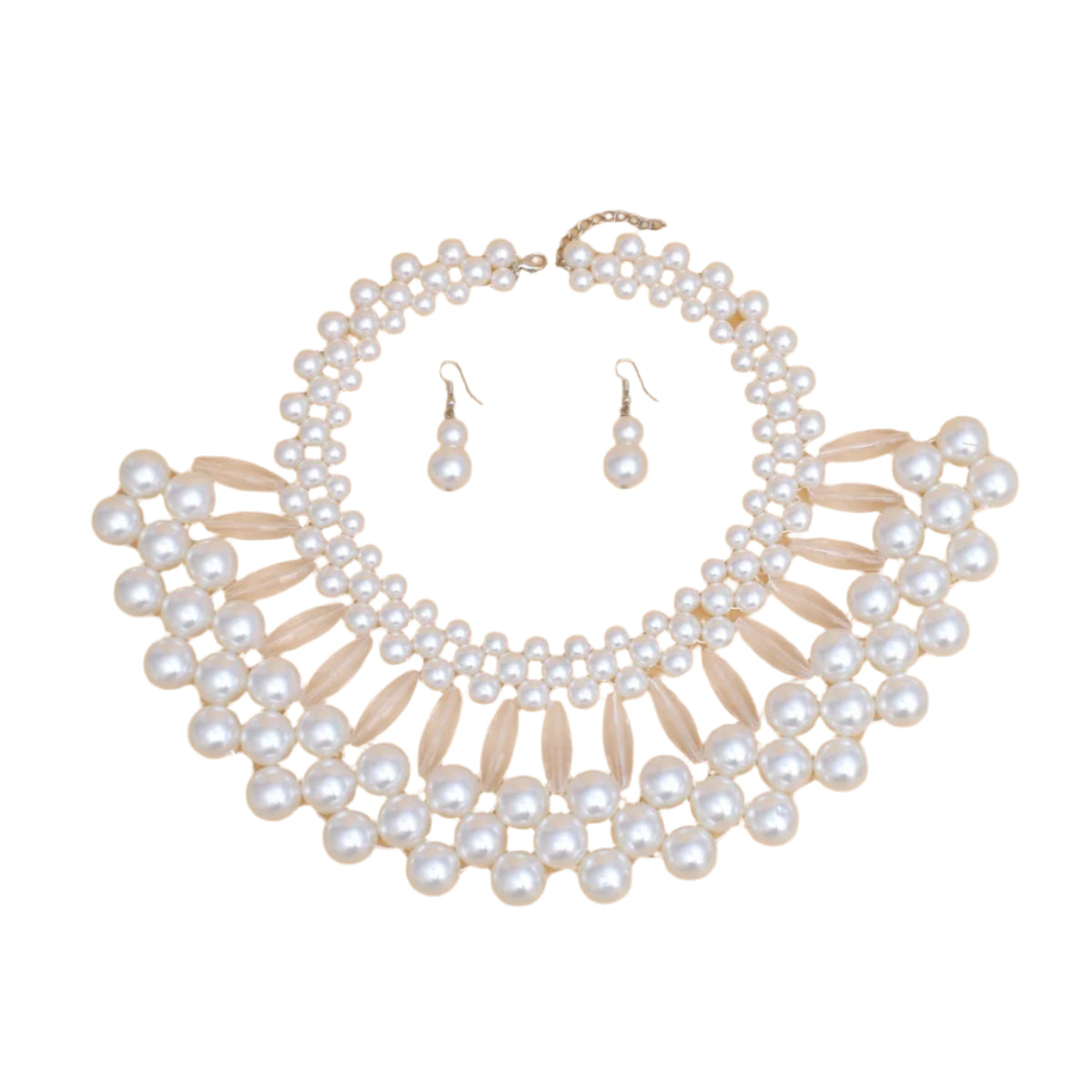 Bib White Pearl Vintage Collar Necklace Set Women