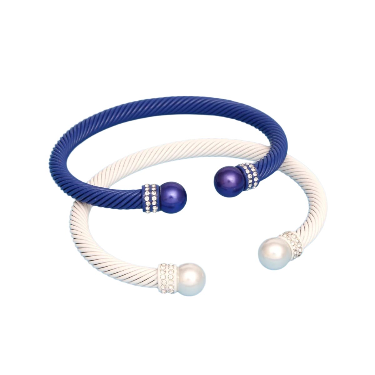 ZPB Sorority 2 Pcs Blue White Cable Bangles