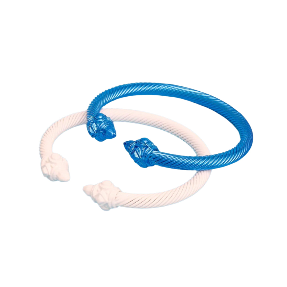 ZPB Sorority Blue White Pointed Cable Bangle Set
