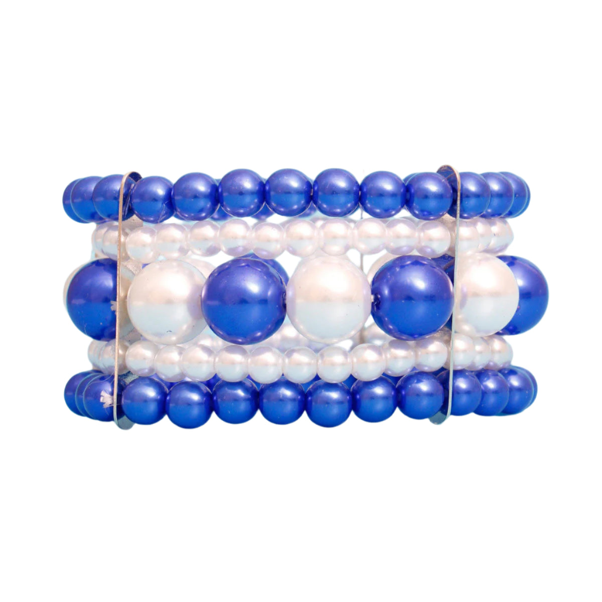 Bracelet Blue White Stacked Pearls for Women