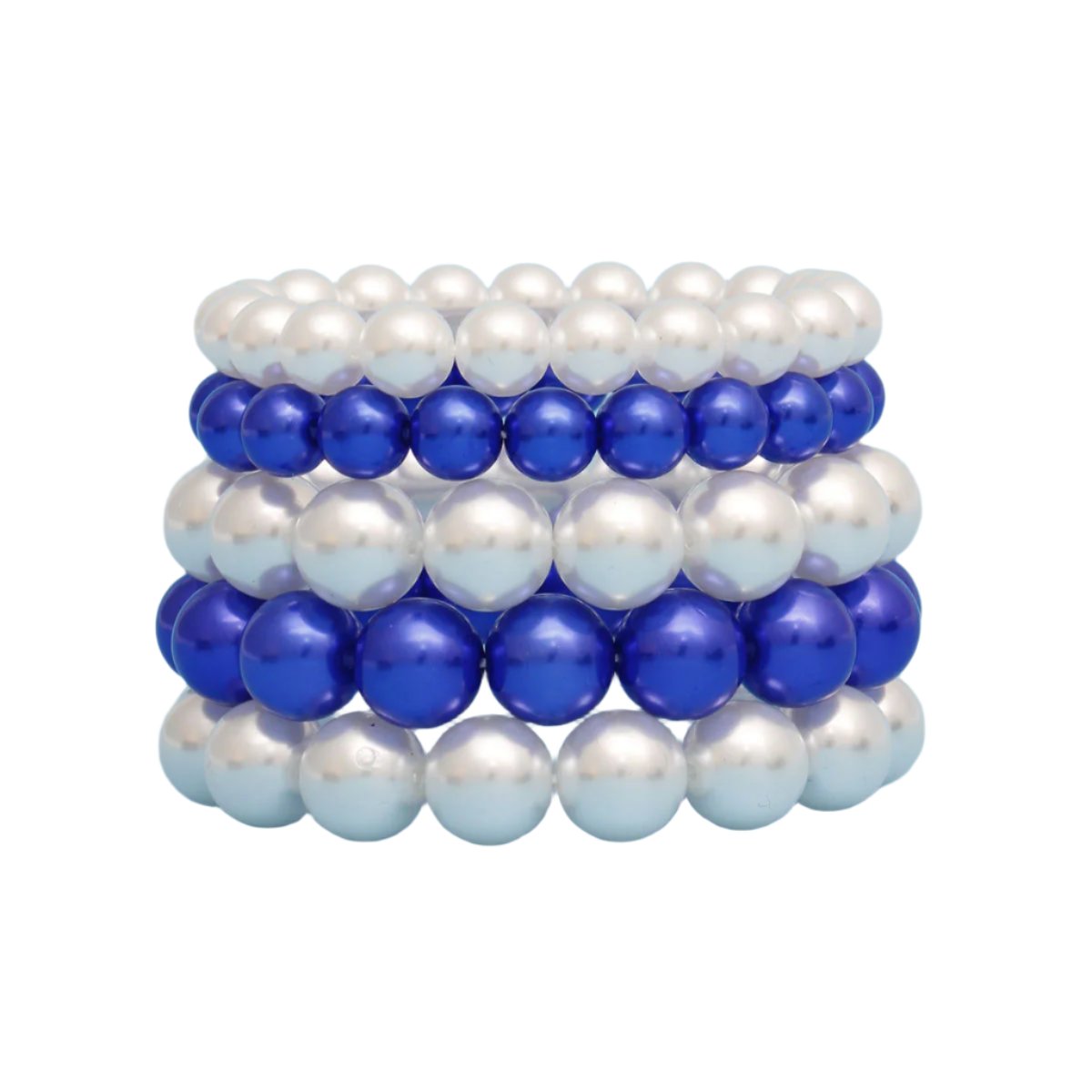 ZPB Blue White Pearl Stretch 5 Pcs Bracelets Women