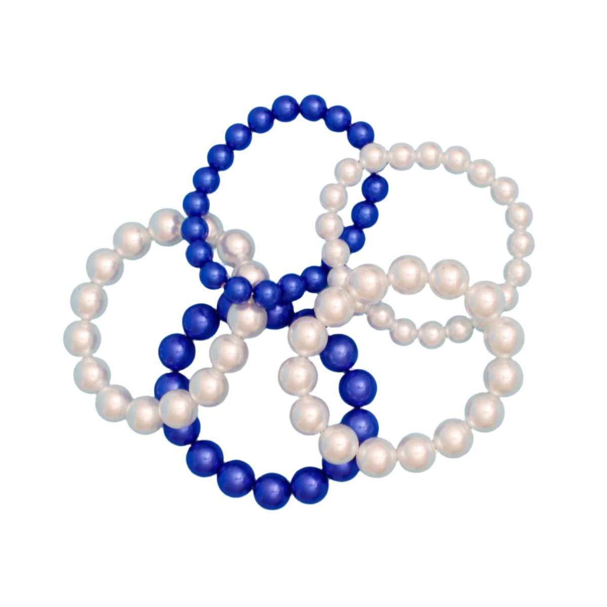 ZPB Blue White Pearl Stretch 5 Pcs Bracelets Women