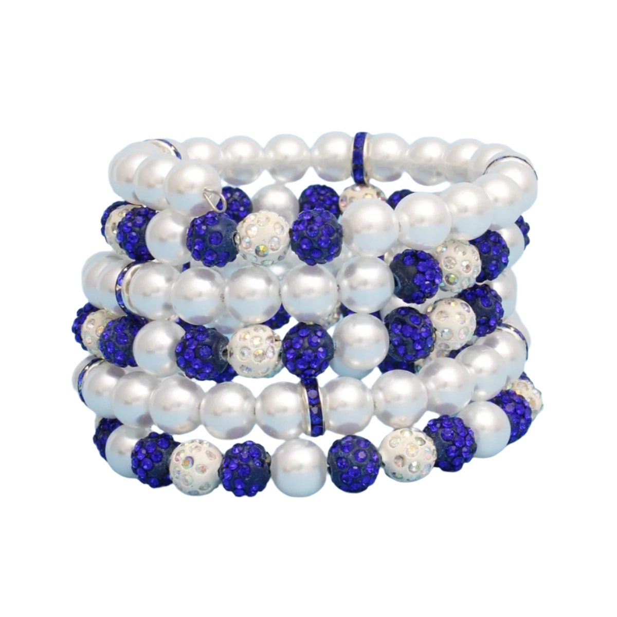 ZPB White Pearl and Bead Memory Wire Bracelet