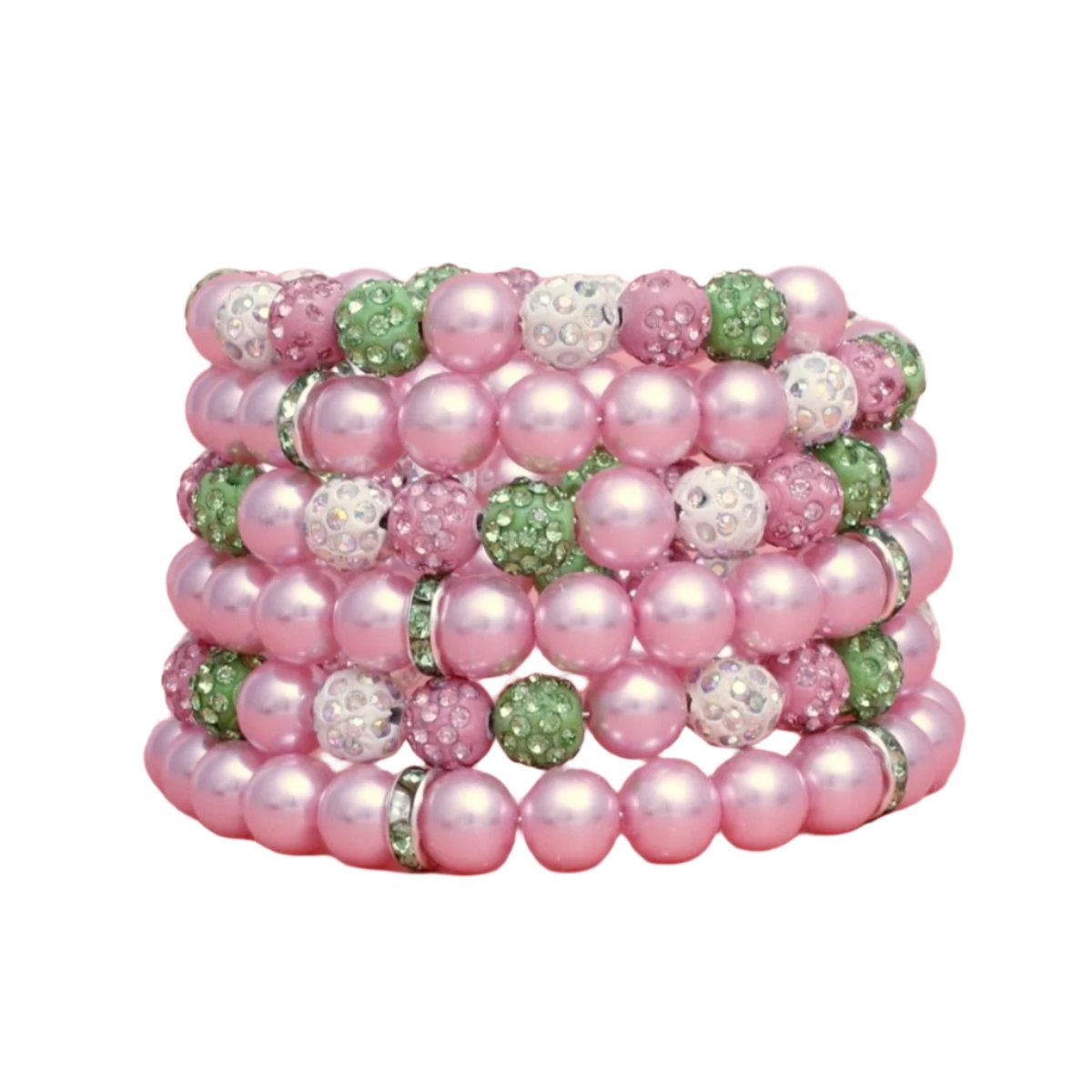 AKA Pink Pearl and Bead Memory Wire Bracelet