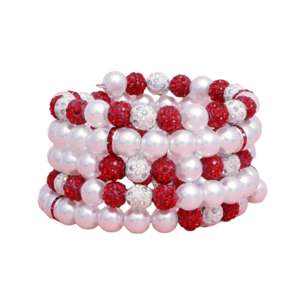 DST White Pearl and Bead Memory Wire Bracelet