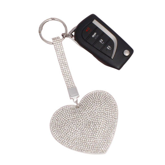 Handbag Clip Gleaming White Heart Padded Charm