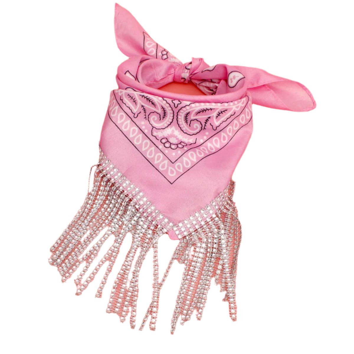 AKA Pink and White Bandana Bling Fringe Necklace