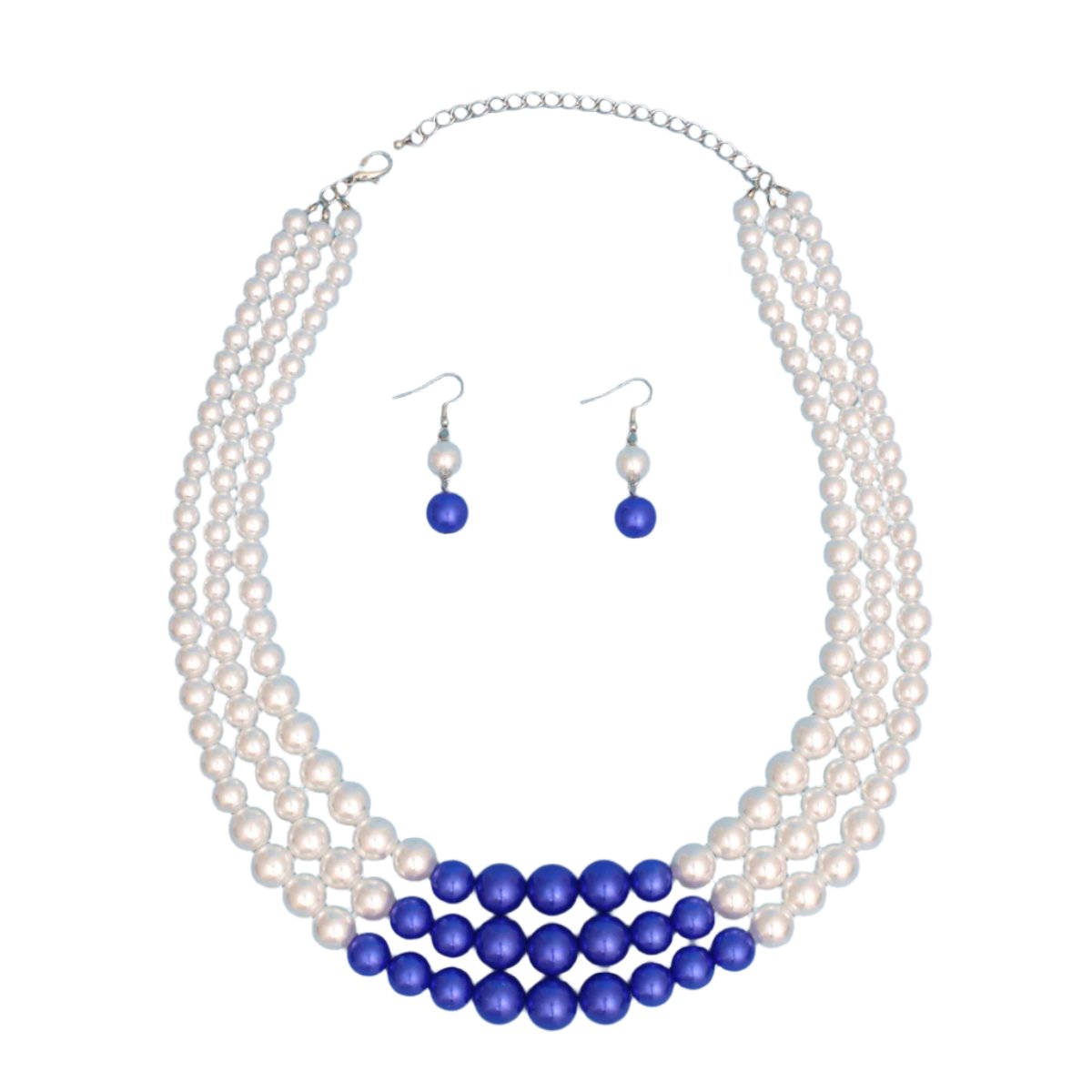 ZPB Pearl White with Blue Center 3 Strand Set