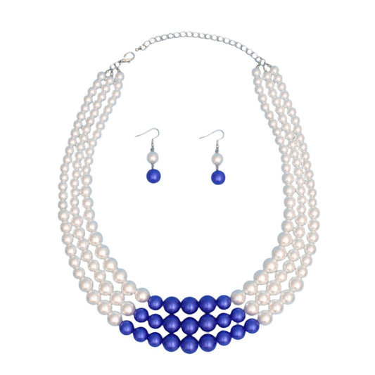 ZPB Pearl White with Blue Center 3 Strand Set
