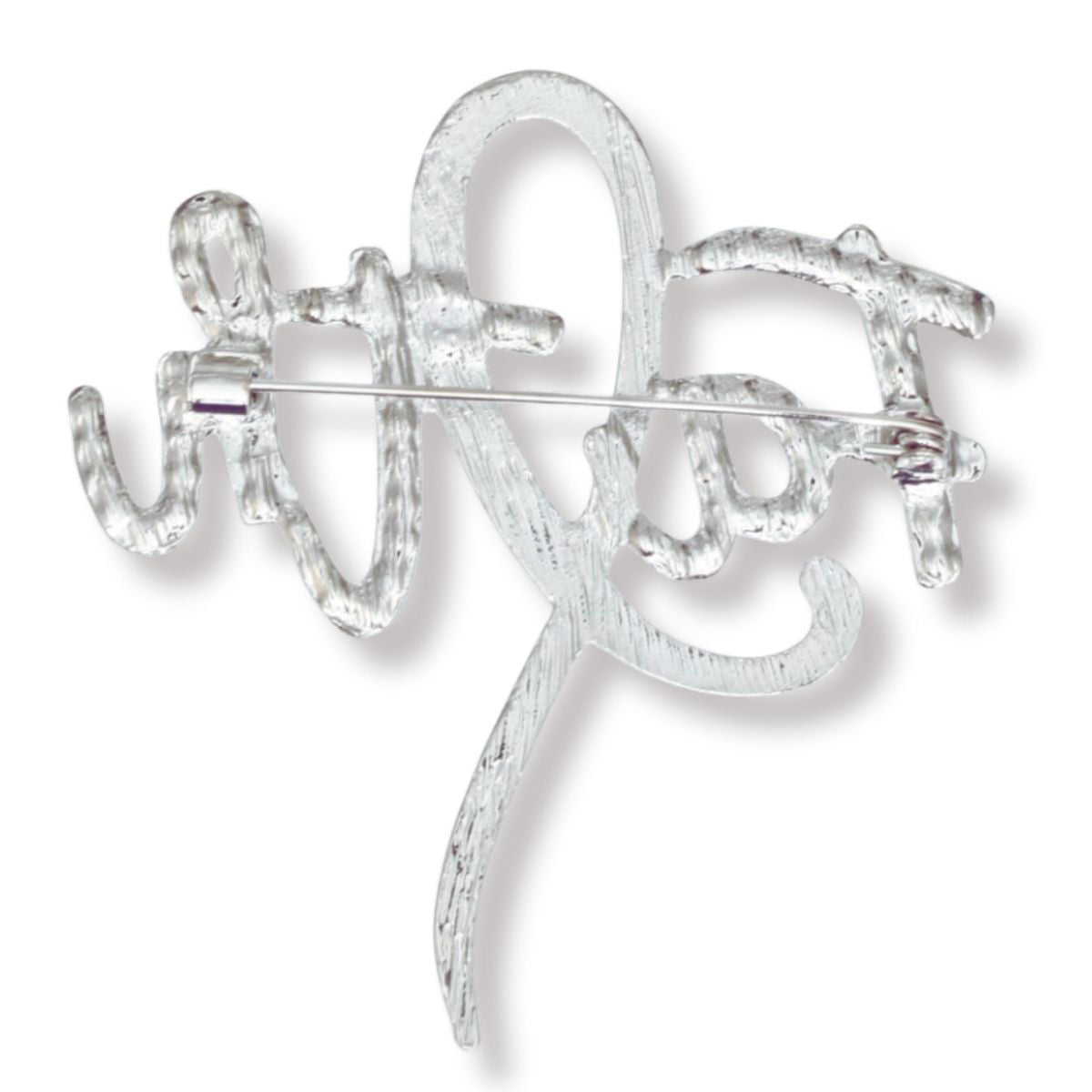 Breast Cancer Brooch Silver Faith Light Pink Ribbon