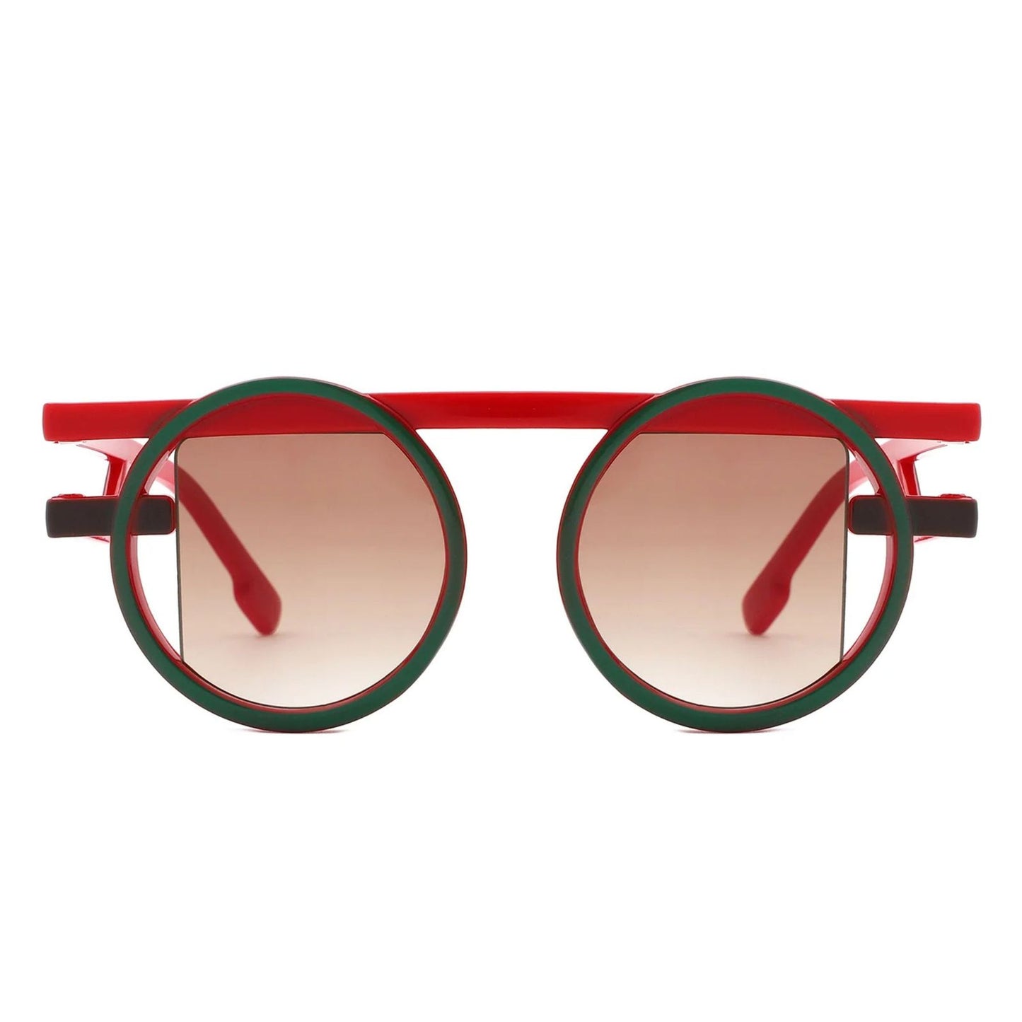 Sunglasses Yellow Round Futuristic Double Frame