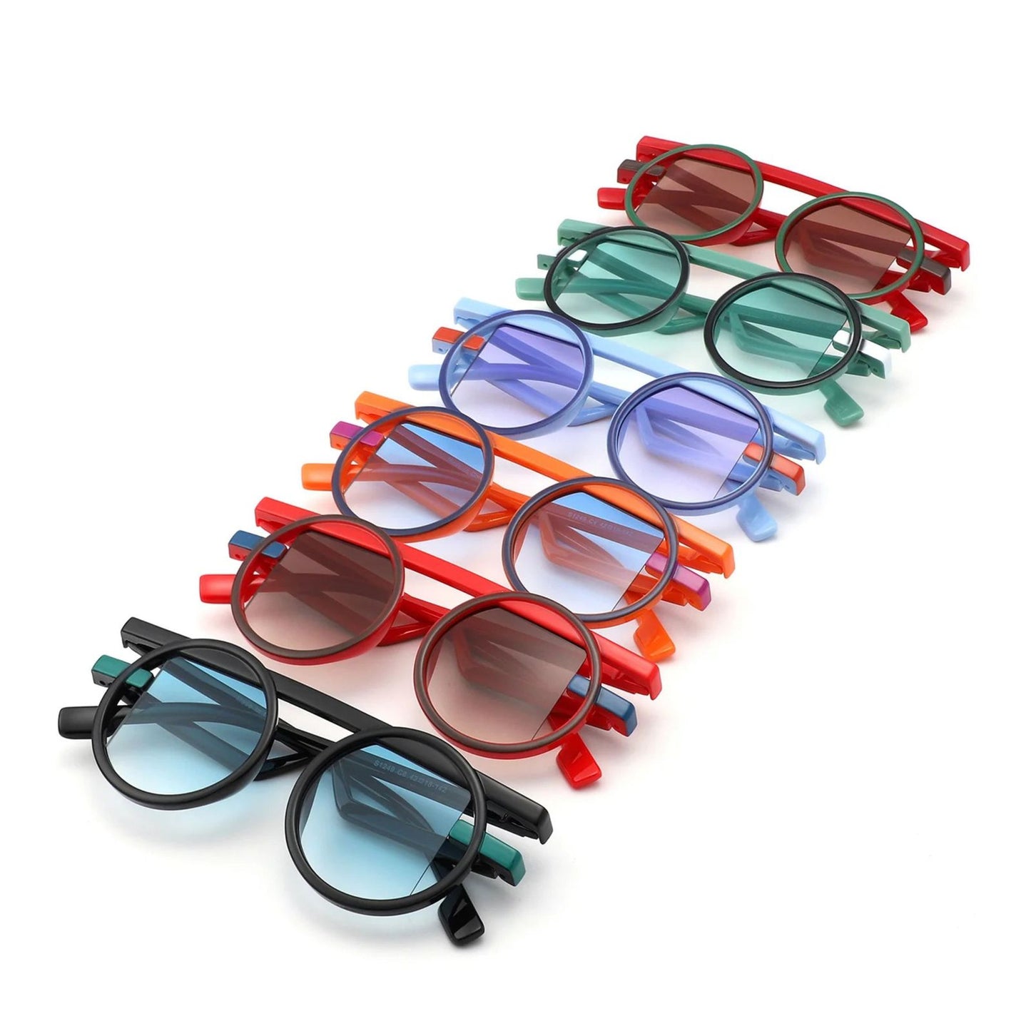 Sunglasses Yellow Round Futuristic Double Frame