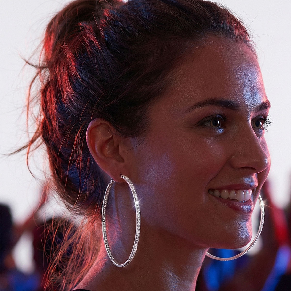 Stainless Steel Inside Out Rhinestone Earrings