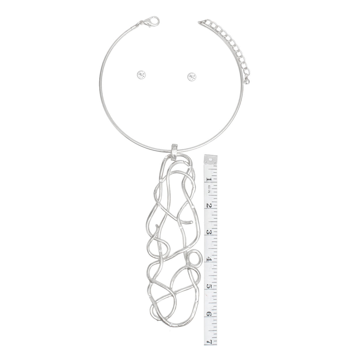 Pendant Silver Architectural Wirework Necklace