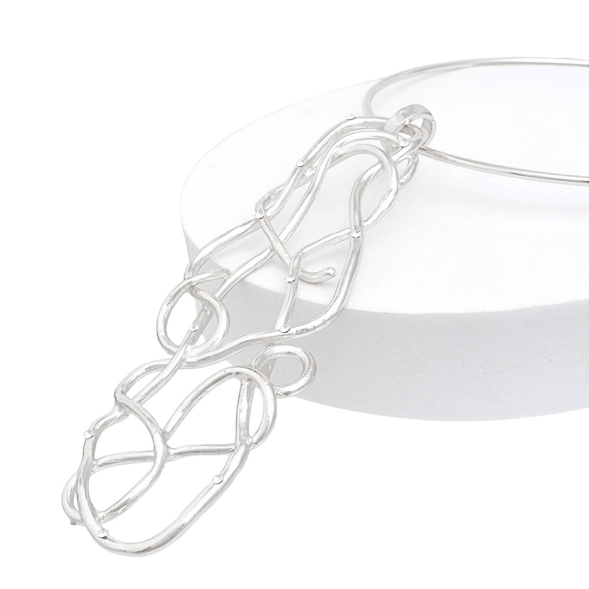 Pendant Silver Architectural Wirework Necklace