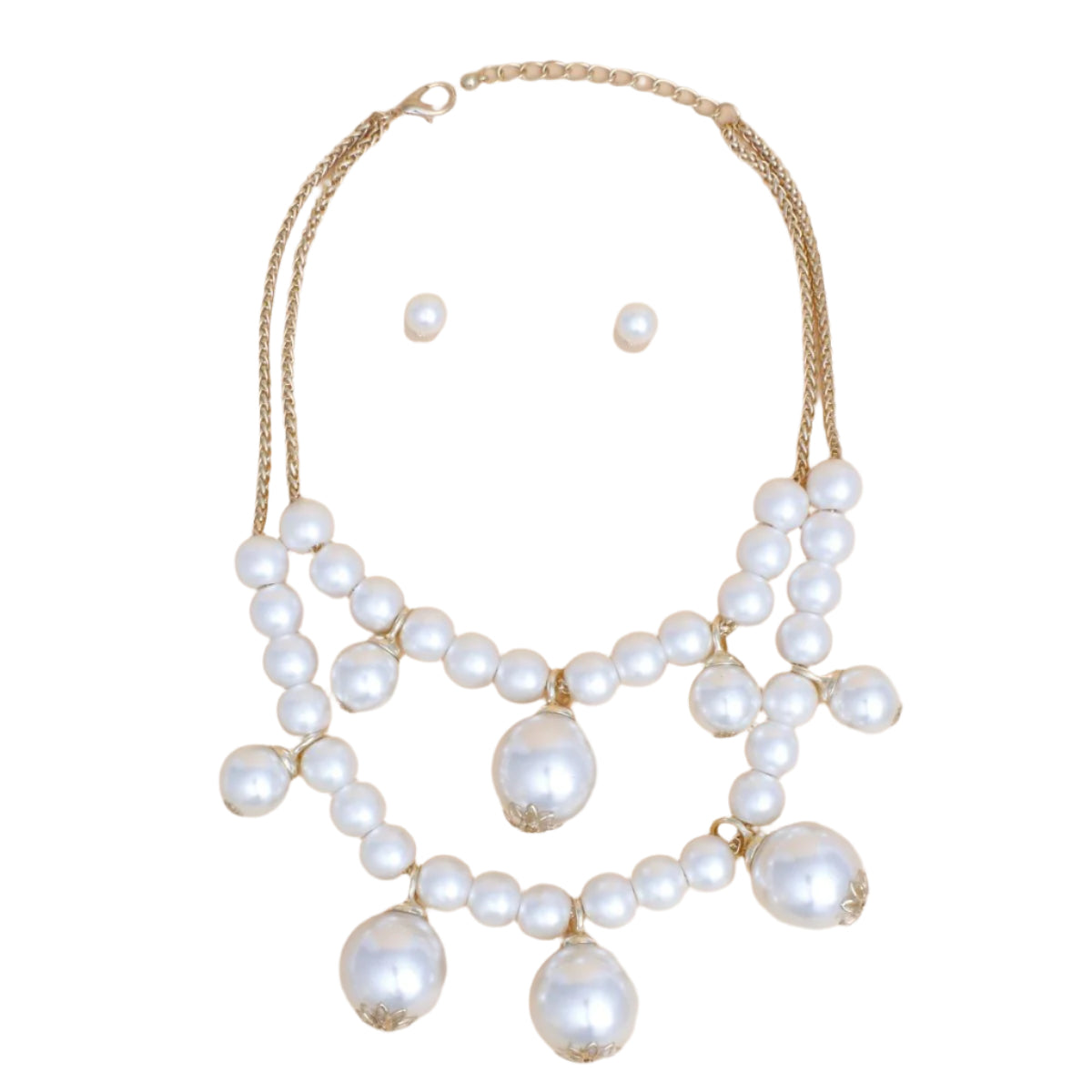 Bib Cream Pearl Baubles Layered Necklace Women