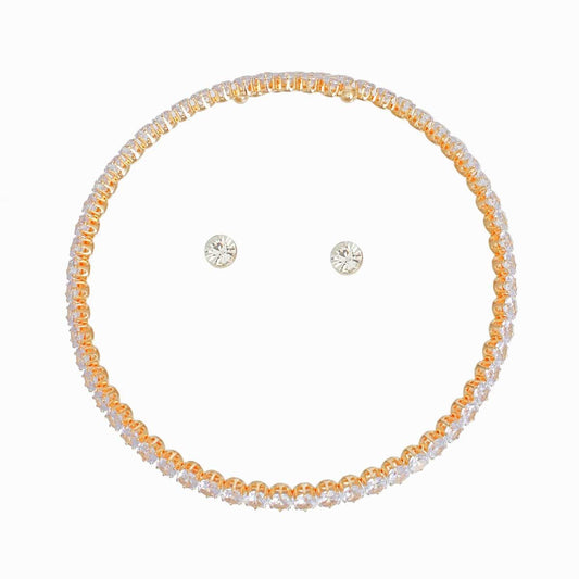 Memory Wire Choker Gold Rhinestone Wrap Necklace