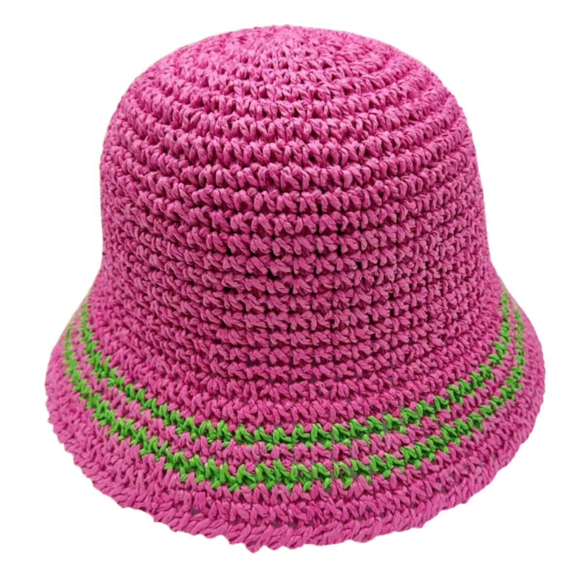 AKA Bucket Hat Pink Green Stripe Straw