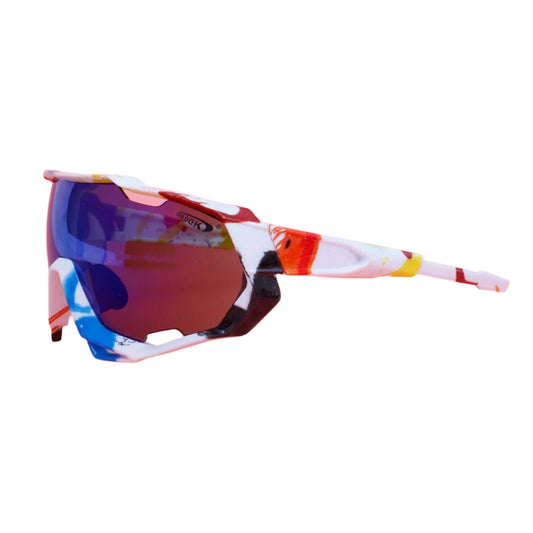 Sunglasses White Graphic Print Mirror Sport