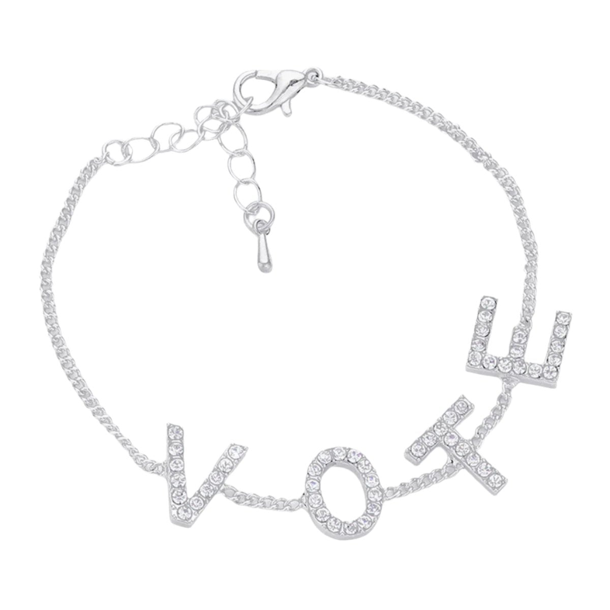Bracelet VOTE Rhinestone Silver Chain for Women