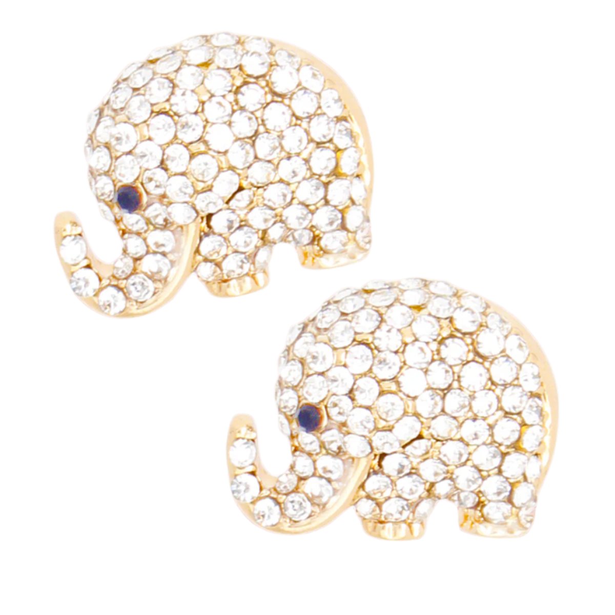 Gold Rhinestone Elephant Studs