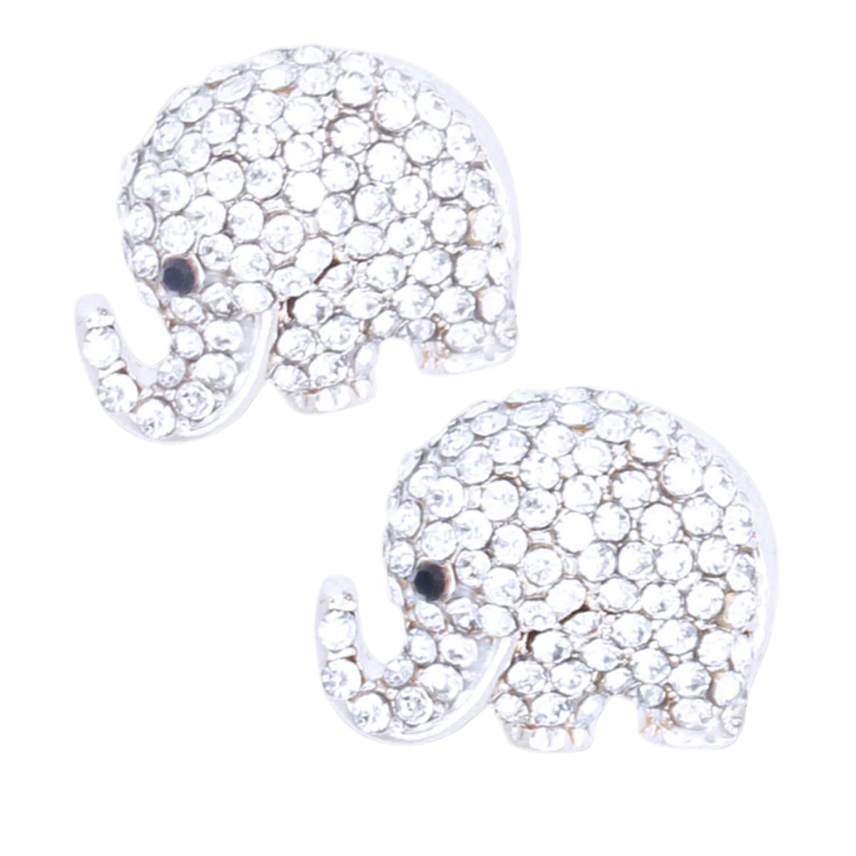 Silver Rhinestone Elephant Studs