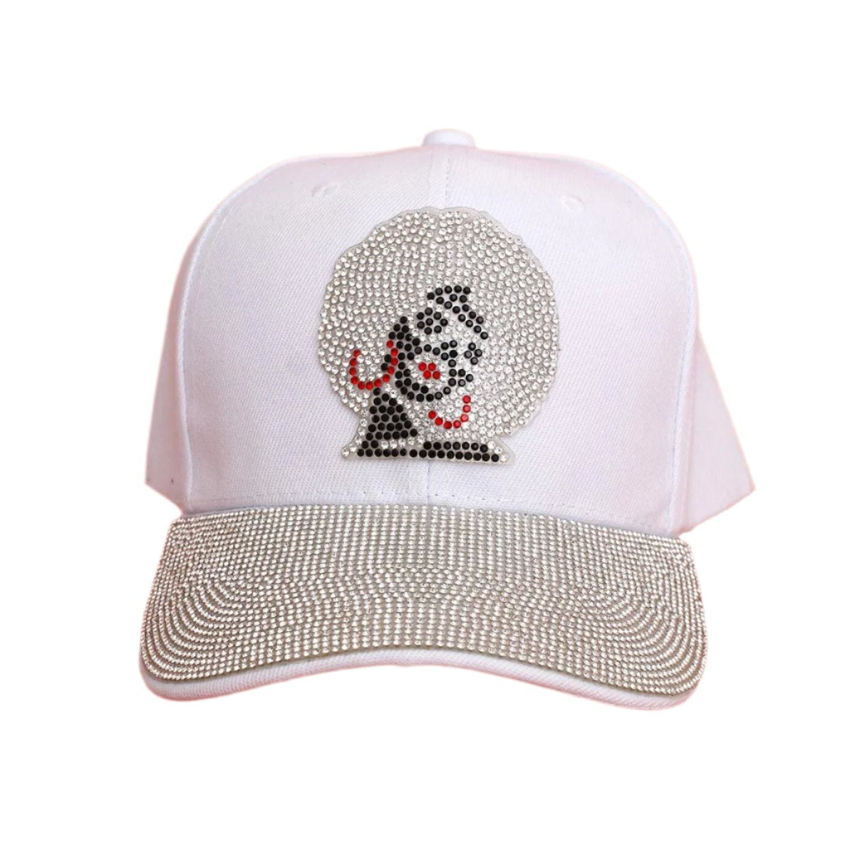 Hat White Afro Rhinestone Baseball Cap for Women