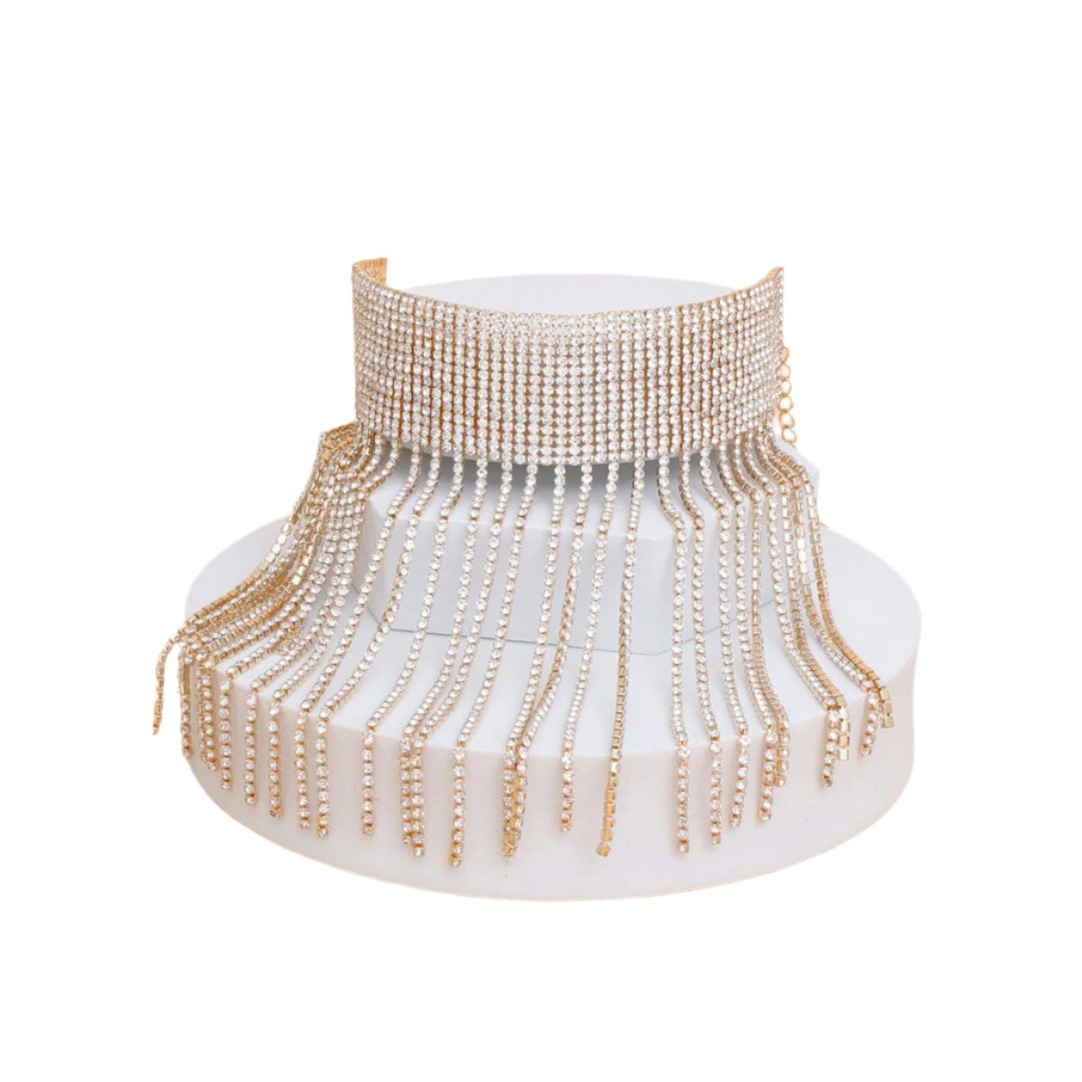 Anklet Gold Rhinestone 15 Line Long Fringe Women