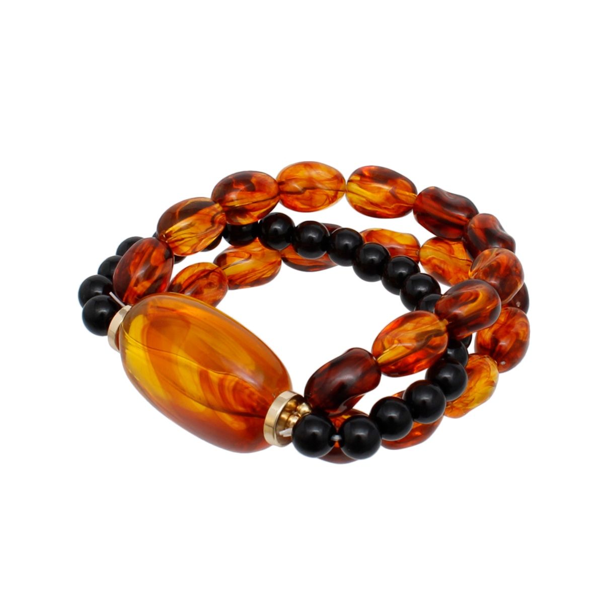 Beaded Warm Caramel Swirl Amber Like Bracelet