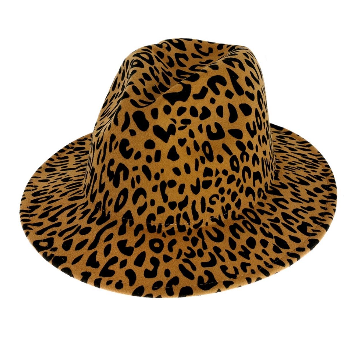 Fedora Camel Brown Leopard Print Hat