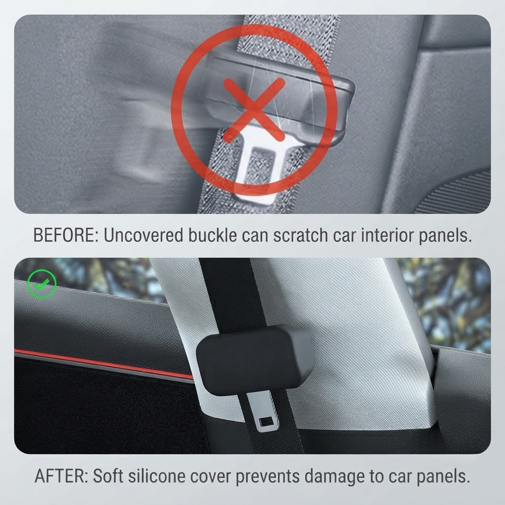 Silence Seat Belt Buckle Cover Set for Model Y Juniper / Model 3 Highland