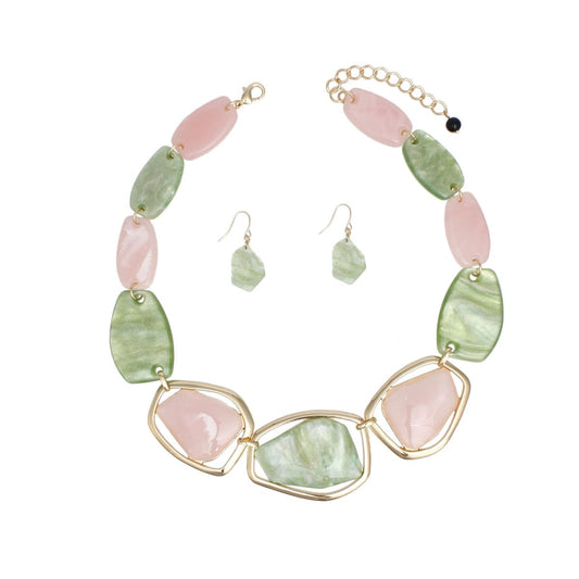 AKA Collar Dreamy Marbled Pink Green Necklace