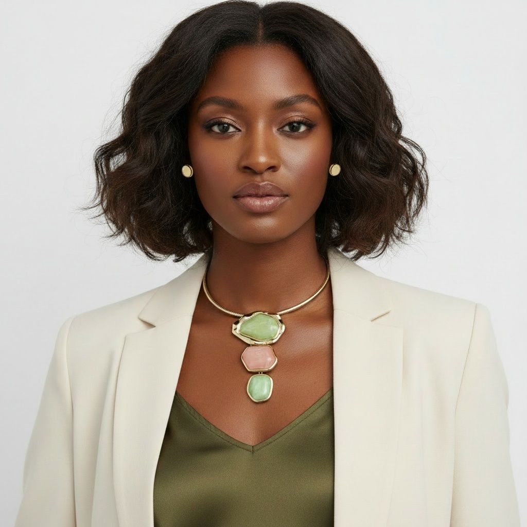 AKA Pink Green Dimensional Pendant Necklace