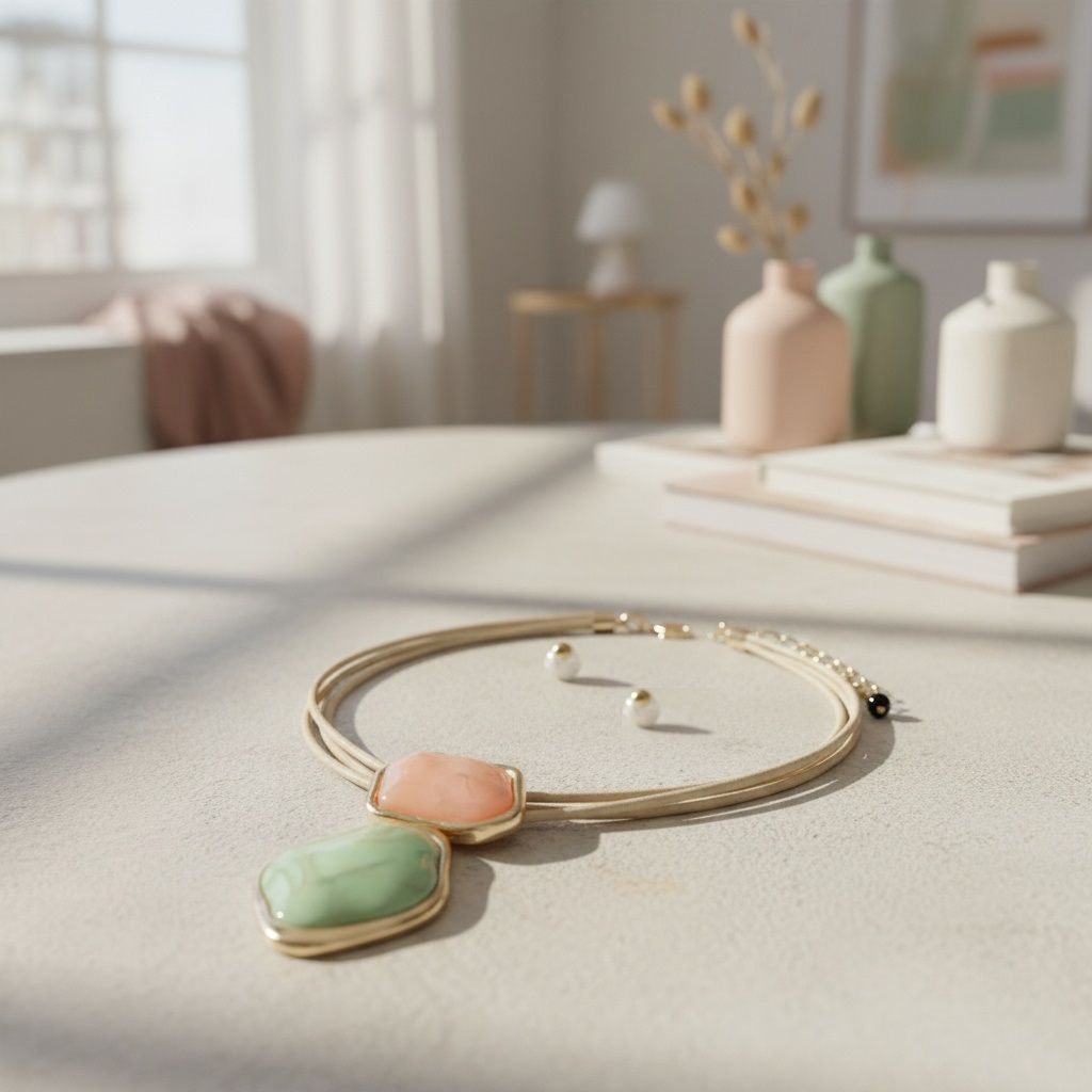 AKA Pink Green Dimensional Leather Necklace