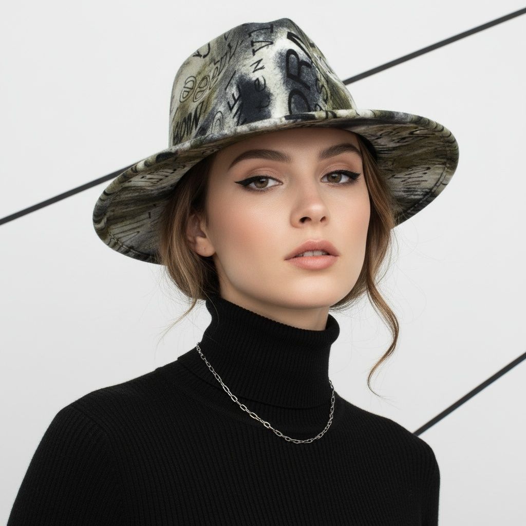 Fedora Olive Green and Black Graffiti Tie Dye Hat