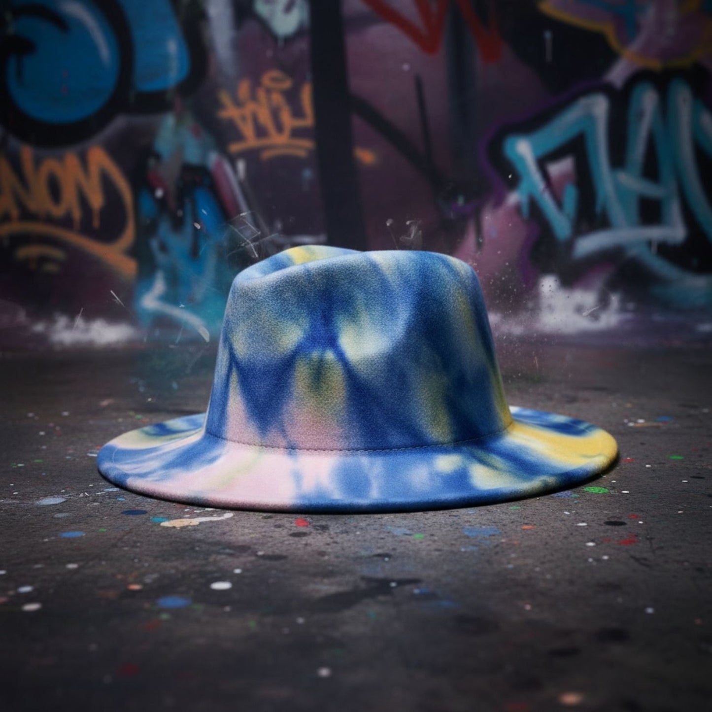 Fedora Blue Pink Yellow Tie Dye Fashion Hat for Women